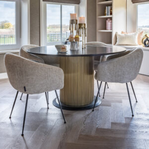 Richmond Ronde Eettafel 'Ironville' Marmer en Acaciahout, Ø140cm