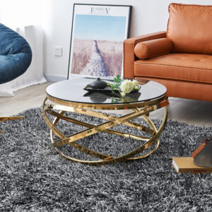 Artistiq Living Salontafel 'Mischa' 80cm smoke-glas, kleur goud