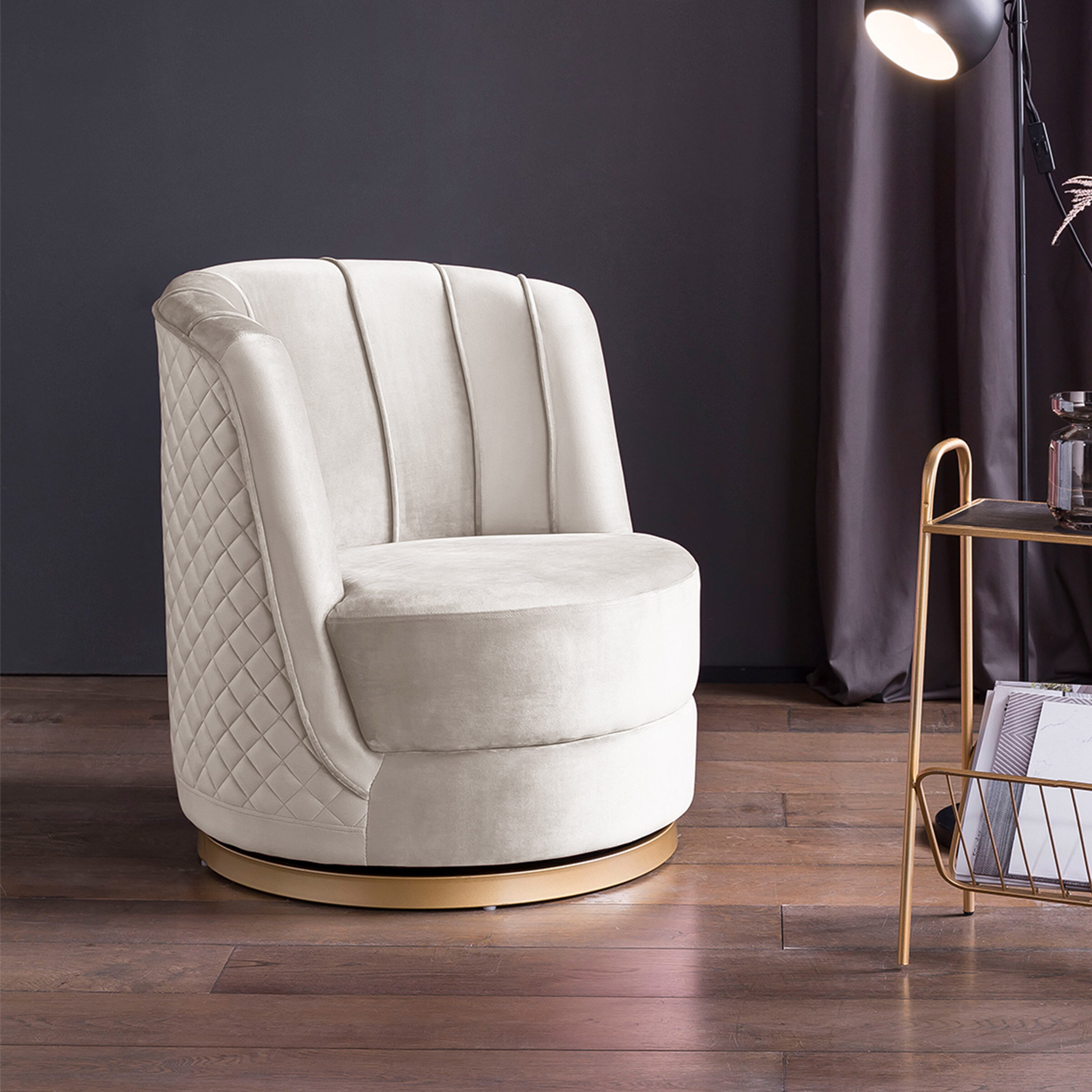 Artistiq Living Draaibare Fauteuil 'Meggie' Velvet, kleur beige