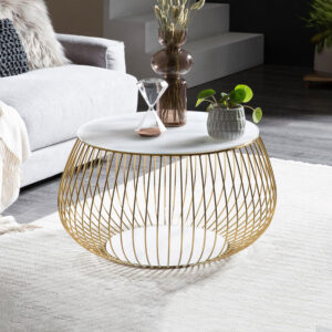 Artistiq Salontafel 'Esra' Marmerlook, 72cm, kleur Goud