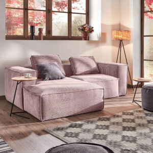 Kave Home Loungebank 'Blok' Rib, Links 240cm, kleur Roze