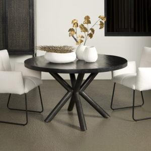 Sohome Ronde Eettafel 'Joshua' Mangohout, ø130cm, kleur Zwart