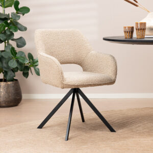 Eleonora Draaibare Eetkamerstoel 'Fabio' Bouclé, kleur Zand