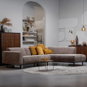 WOOOD Hoekbank 'Statement' Rechts, Rib, kleur Taupe