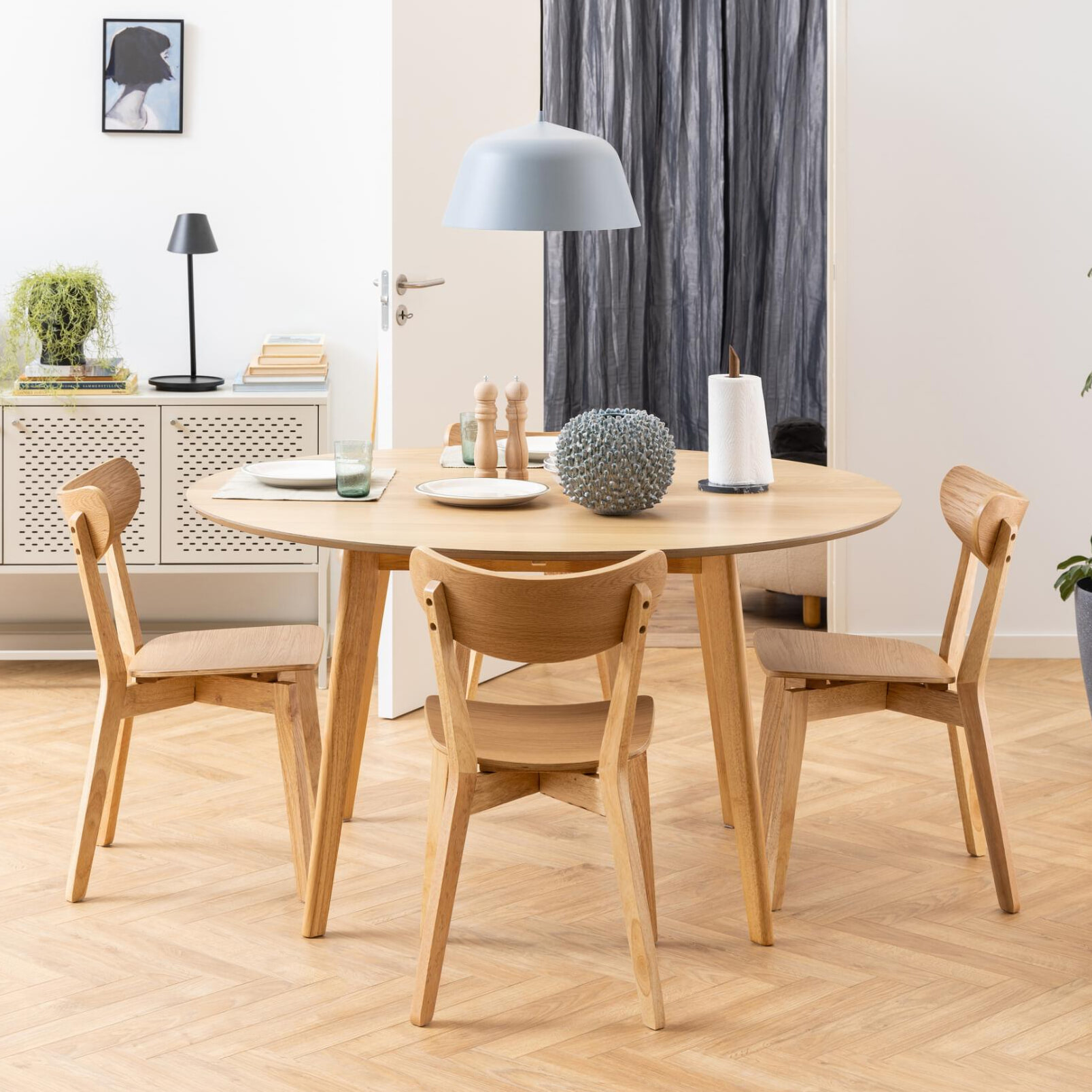 Bendt Ronde Eettafel 'Torkil' 140cm, kleur eiken naturel