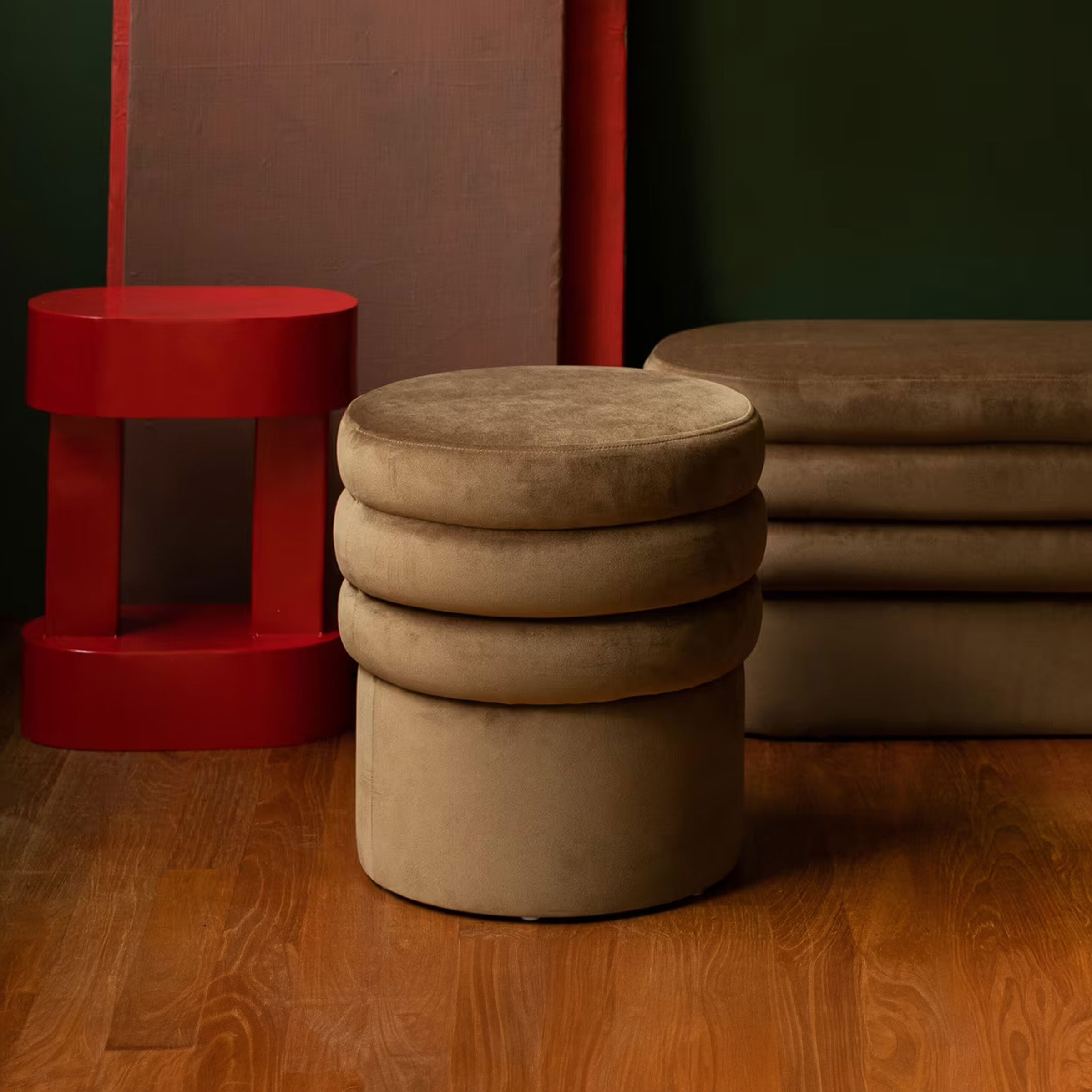 Dutchbone Hocker 'Aditi' Velvet, kleur Bruin