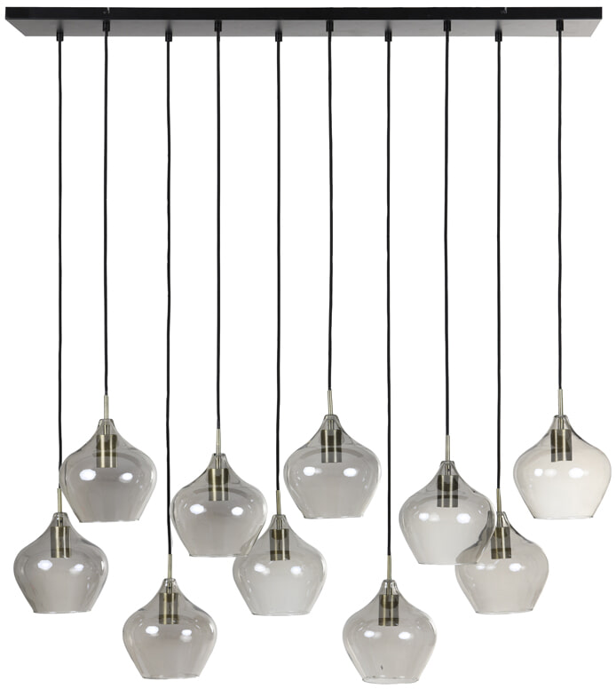 Light & Living Hanglamp 'Rakel' 10-Lamps, kleur Antiek Brons / Smoke - Afbeelding 3