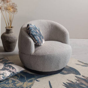 WOOOD Draaifauteuil 'Woolly' Bouclé, kleur Naturel
