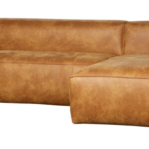 WOOOD Hoekbank 'Bean' rechts, leder cognac