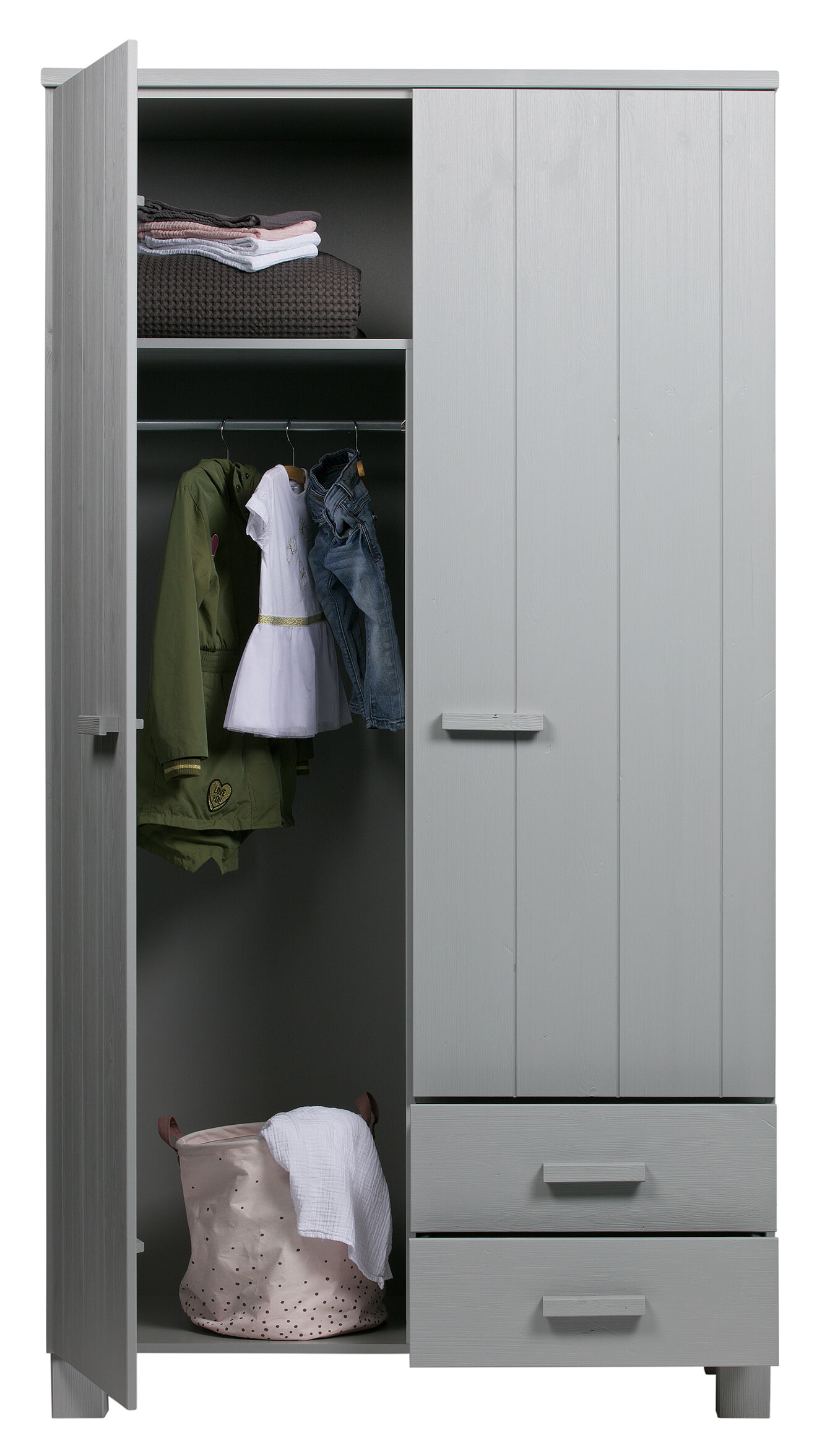 WOOOD Kledingkast 'Dennis', kleur Betongrijs - Afbeelding 5