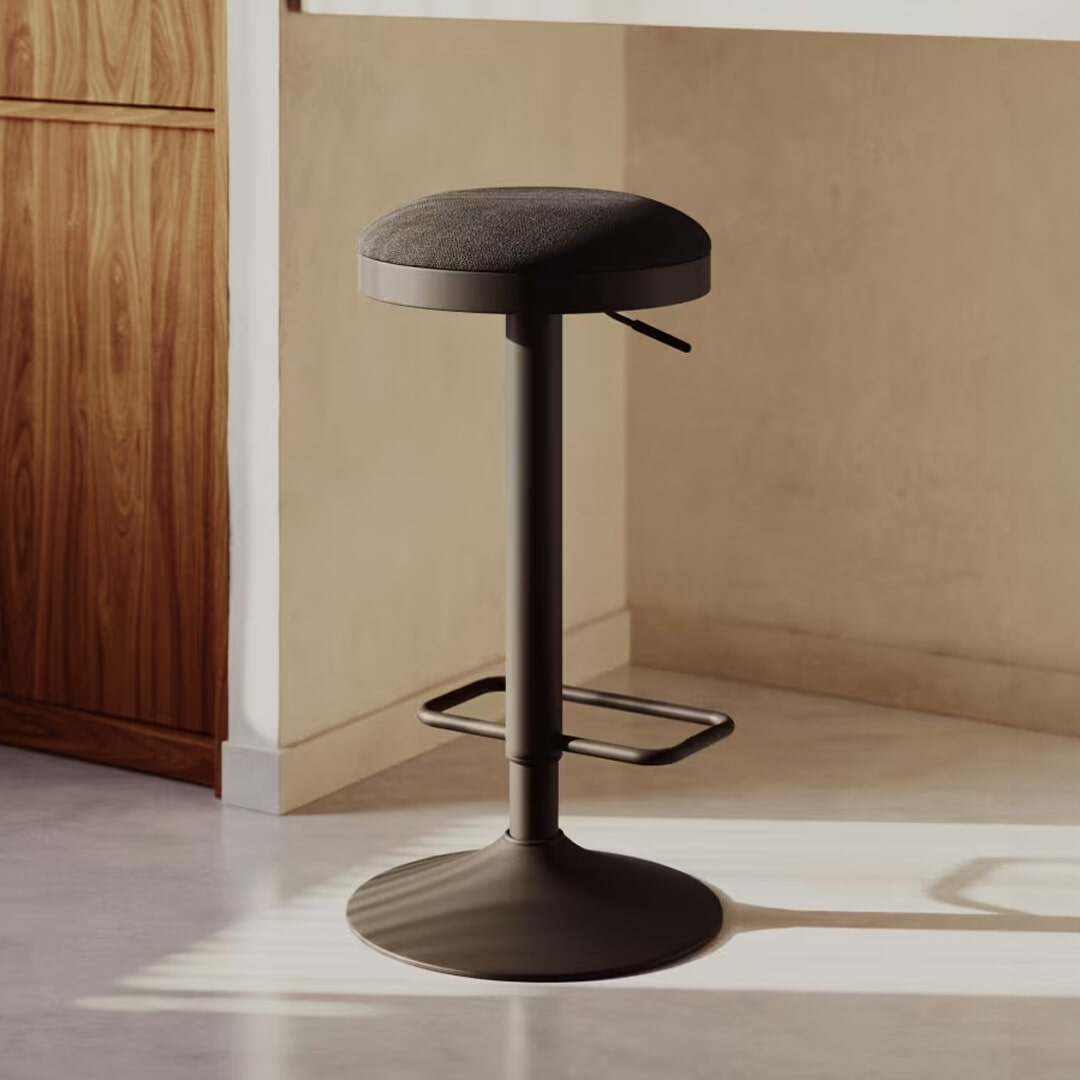 Kave Home Barkruk 'Zaib' Chenille, kleur Zwart