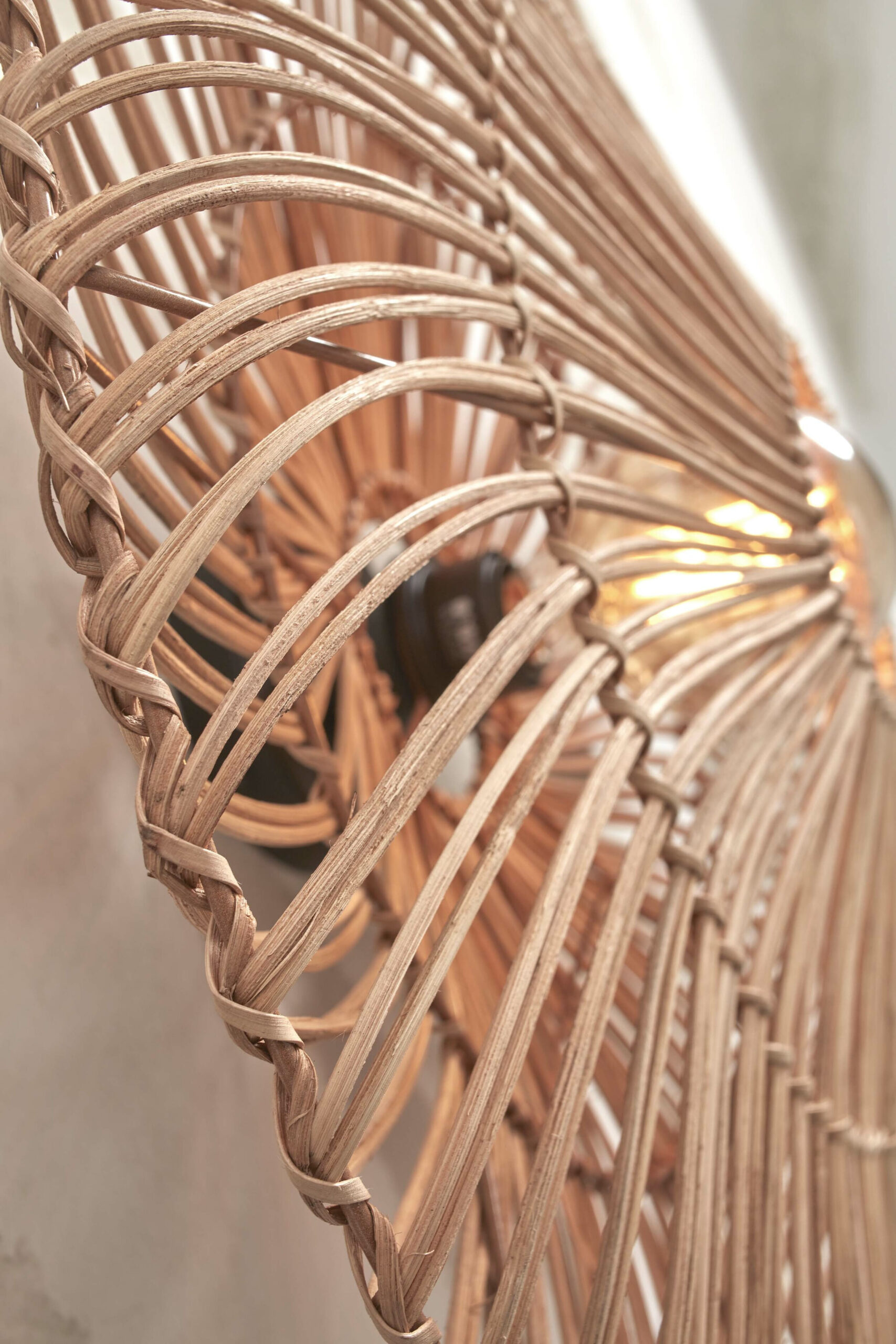 GOOD&MOJO Wandlamp 'Zanzibar' Rotan, 55cm, kleur Naturel - Afbeelding 5